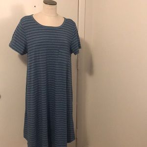 LuLaRoe Carly Blue Striped Dress